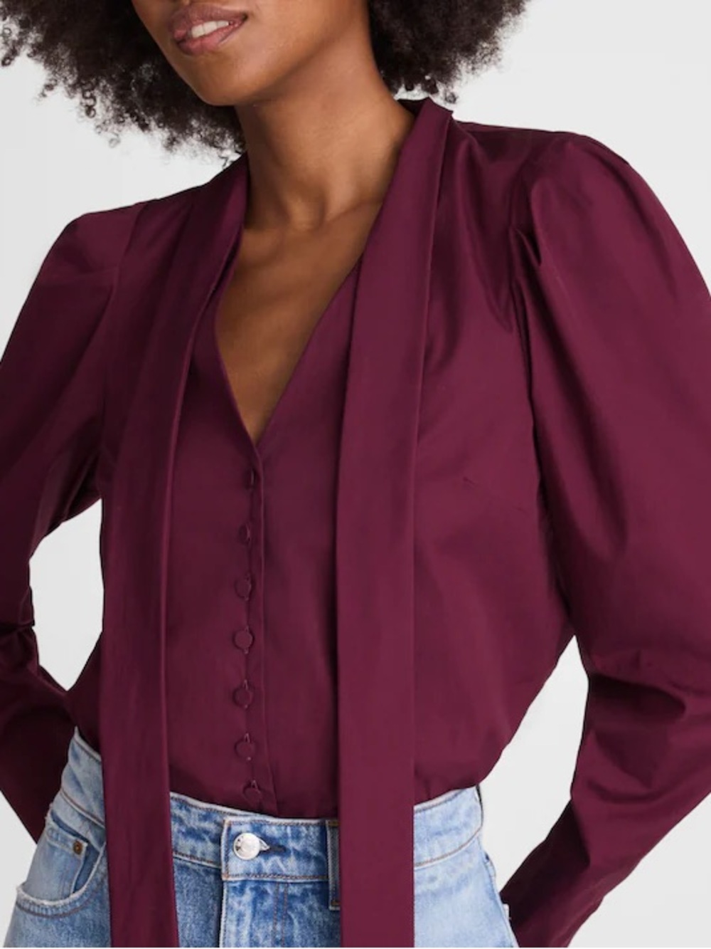 Madewell V-Neck Button-Front Top burgundy Women’s Size L NWT